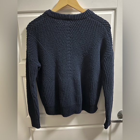 NWOT Madewell navy chunky diagonal knit 100% cotton sweater in size XS. - Picture 6 of 7
